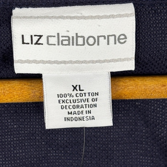 Liz Claiborne Women's Cotton Embroidered Knit Tunic Top Sz XL Sheer Breathable - Picture 4 of 10